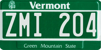 VT license plate ZMI204
