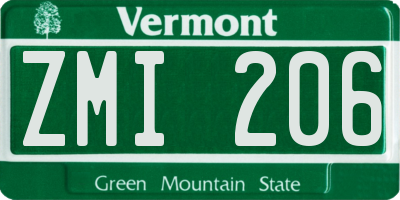VT license plate ZMI206