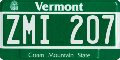VT license plate ZMI207