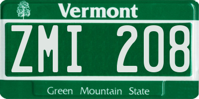 VT license plate ZMI208