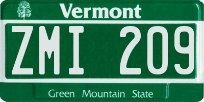 VT license plate ZMI209