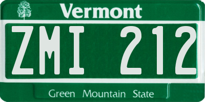 VT license plate ZMI212