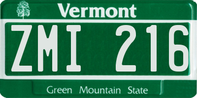 VT license plate ZMI216