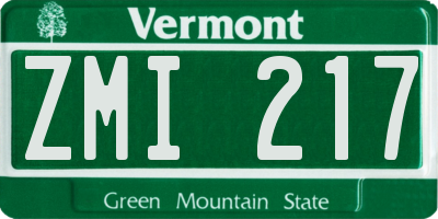 VT license plate ZMI217
