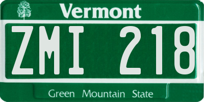 VT license plate ZMI218