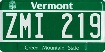 VT license plate ZMI219