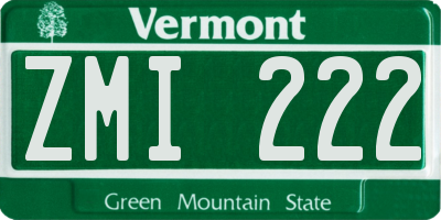 VT license plate ZMI222