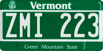 VT license plate ZMI223
