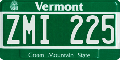 VT license plate ZMI225
