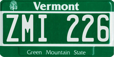 VT license plate ZMI226