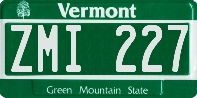 VT license plate ZMI227