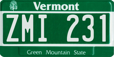 VT license plate ZMI231