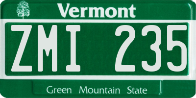 VT license plate ZMI235
