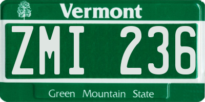 VT license plate ZMI236