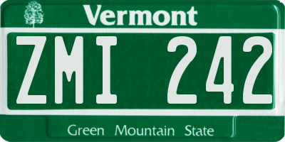 VT license plate ZMI242