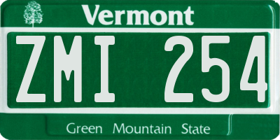 VT license plate ZMI254