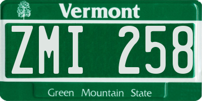 VT license plate ZMI258