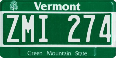 VT license plate ZMI274