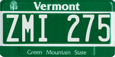 VT license plate ZMI275