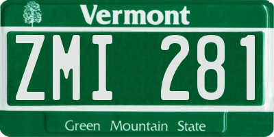 VT license plate ZMI281