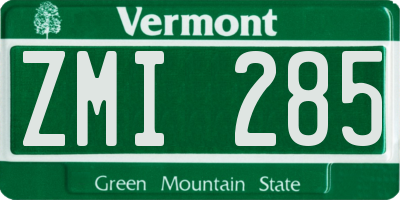 VT license plate ZMI285