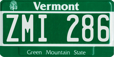 VT license plate ZMI286