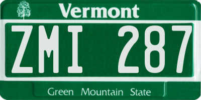 VT license plate ZMI287