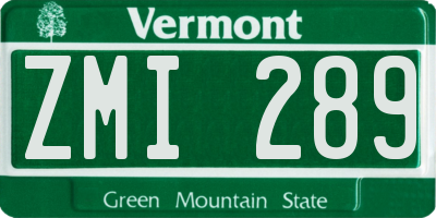 VT license plate ZMI289