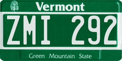 VT license plate ZMI292