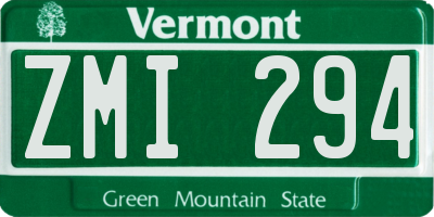 VT license plate ZMI294
