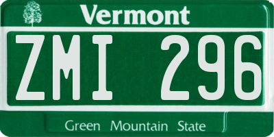VT license plate ZMI296
