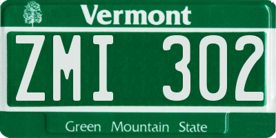 VT license plate ZMI302
