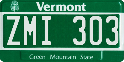 VT license plate ZMI303