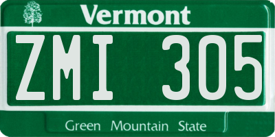 VT license plate ZMI305