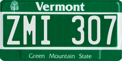 VT license plate ZMI307