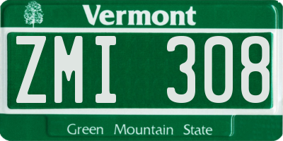 VT license plate ZMI308