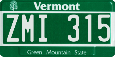 VT license plate ZMI315