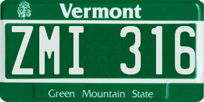 VT license plate ZMI316