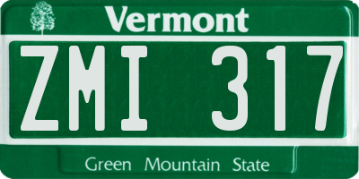VT license plate ZMI317