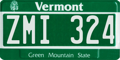 VT license plate ZMI324