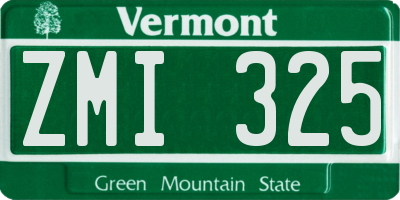 VT license plate ZMI325