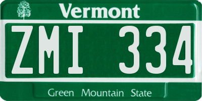 VT license plate ZMI334
