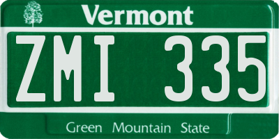 VT license plate ZMI335