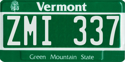 VT license plate ZMI337