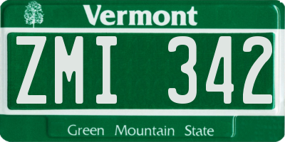 VT license plate ZMI342