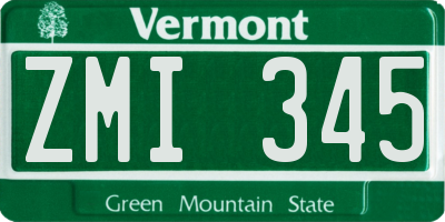 VT license plate ZMI345