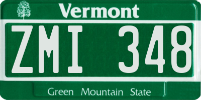 VT license plate ZMI348
