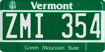 VT license plate ZMI354