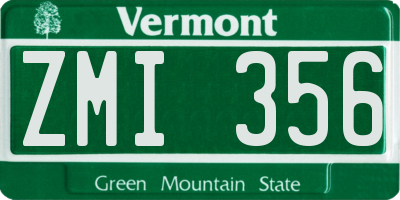 VT license plate ZMI356