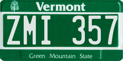 VT license plate ZMI357
